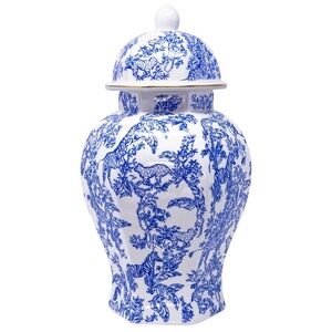 Lilly Pulitzer Blue and White Safari Party Large Ginger Jar